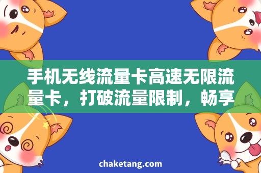 手机无线流量卡高速无限流量卡，打破流量限制，畅享手机上网