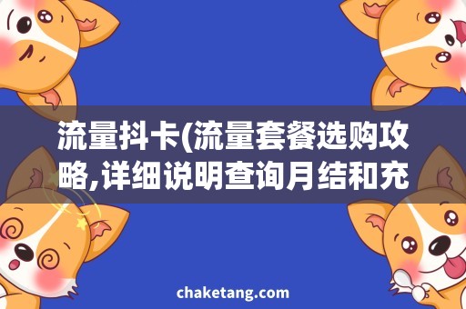 流量抖卡(流量套餐选购攻略,详细说明查询月结和充值方式)