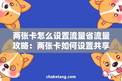 两张卡怎么设置流量省流量攻略：两张卡如何设置共享流量详解