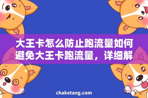 大王卡怎么防止跑流量如何避免大王卡跑流量，详细解释省流量技巧