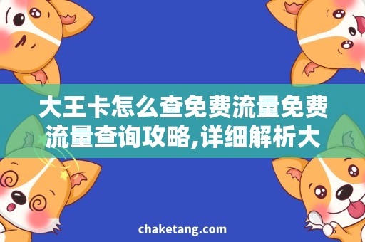 大王卡怎么查免费流量免费流量查询攻略,详细解析大王卡用法