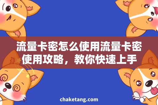 流量卡密怎么使用流量卡密使用攻略，教你快速上手