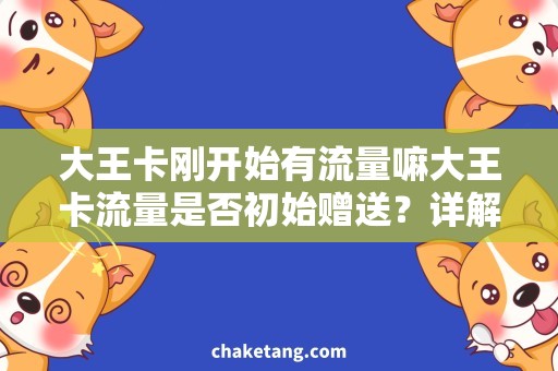 大王卡刚开始有流量嘛大王卡流量是否初始赠送？详解使用方法