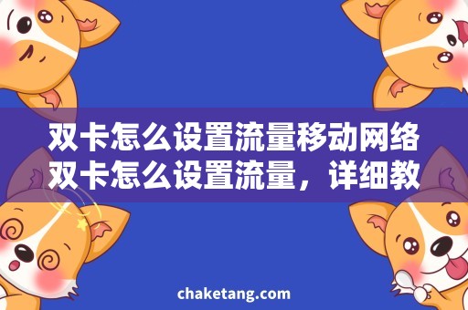 双卡怎么设置流量移动网络双卡怎么设置流量，详细教程让你轻松上手