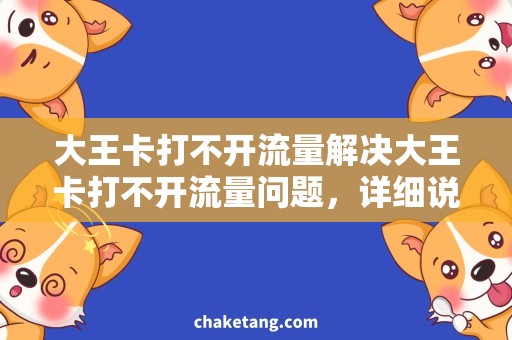 大王卡打不开流量解决大王卡打不开流量问题，详细说明如何修复
