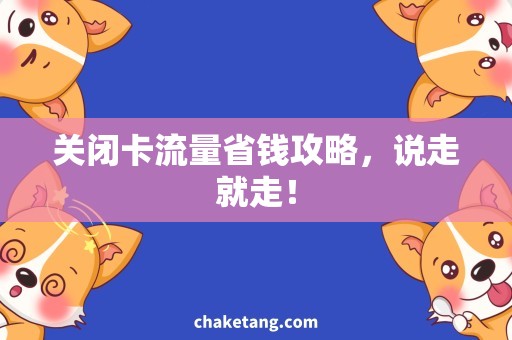 关闭卡流量省钱攻略，说走就走！