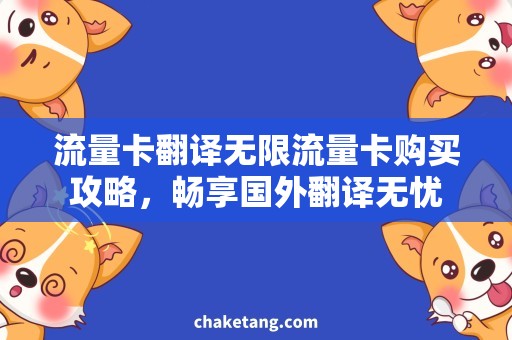 流量卡翻译无限流量卡购买攻略，畅享国外翻译无忧