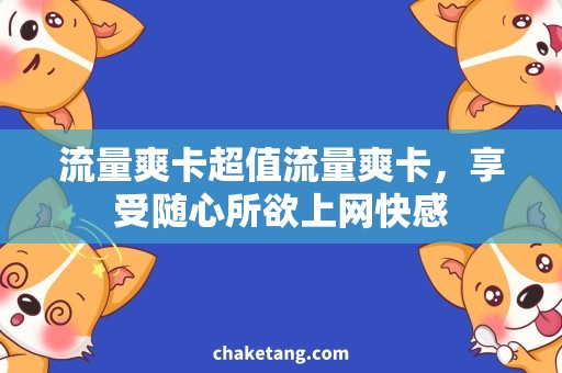 流量爽卡超值流量爽卡，享受随心所欲上网快感