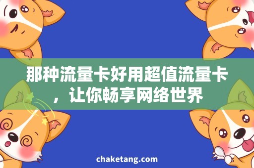 那种流量卡好用超值流量卡，让你畅享网络世界
