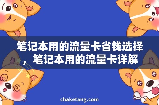 笔记本用的流量卡省钱选择，笔记本用的流量卡详解