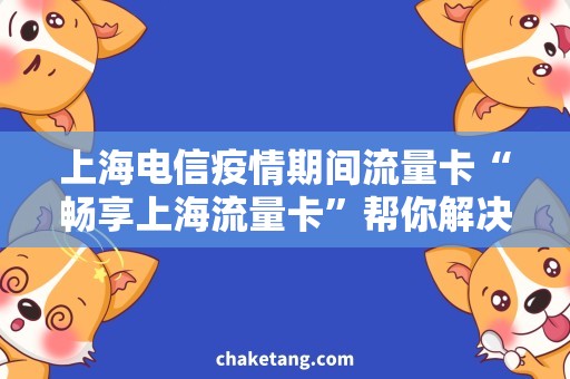 上海电信疫情期间流量卡“畅享上海流量卡”帮你解决疫情期间网速费用问题