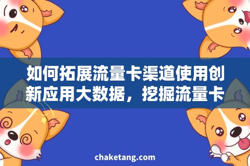 如何拓展流量卡渠道使用创新应用大数据，挖掘流量卡渠道的拓展使用技巧