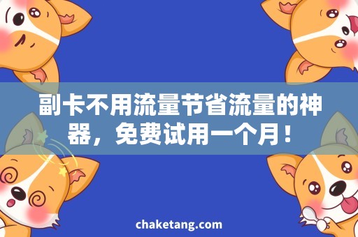 副卡不用流量节省流量的神器，免费试用一个月！