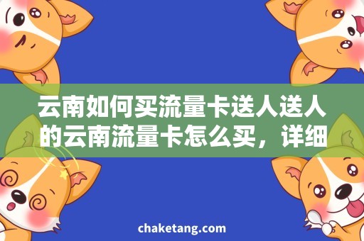 云南如何买流量卡送人送人的云南流量卡怎么买，详细解析购卡攻略