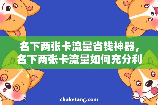 名下两张卡流量省钱神器，名下两张卡流量如何充分利用？
