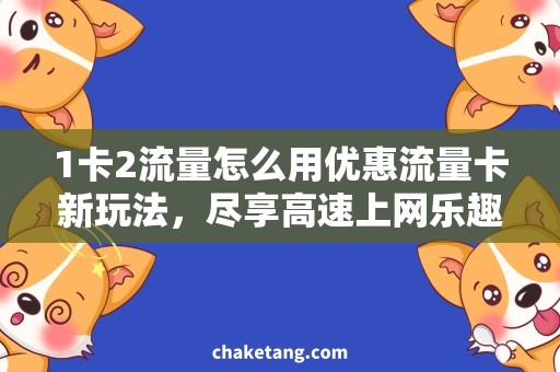 1卡2流量怎么用优惠流量卡新玩法，尽享高速上网乐趣！