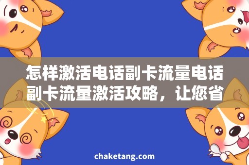 怎样激活电话副卡流量电话副卡流量激活攻略，让您省钱更实惠！