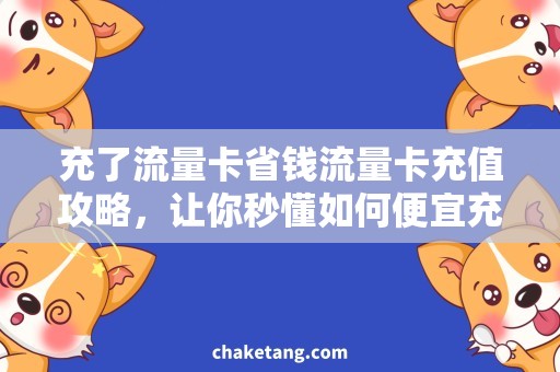充了流量卡省钱流量卡充值攻略，让你秒懂如何便宜充了流量卡