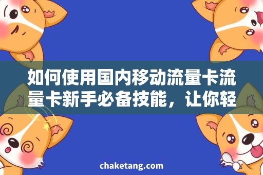 如何使用国内移动流量卡流量卡新手必备技能，让你轻松掌握国内移动流量卡使用方法！