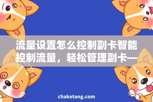 流量设置怎么控制副卡智能控制流量，轻松管理副卡——流量设置怎么控制副卡？