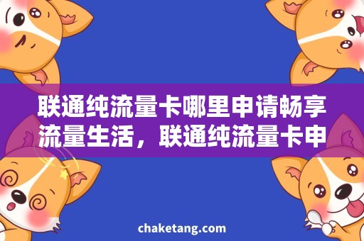 联通纯流量卡哪里申请畅享流量生活，联通纯流量卡申请攻略