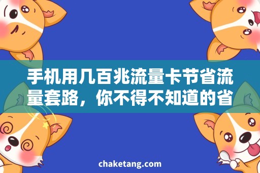 手机用几百兆流量卡节省流量套路，你不得不知道的省流量方法