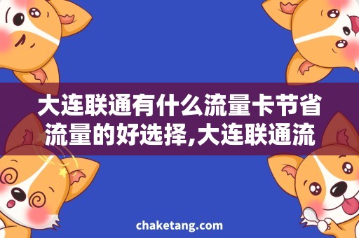 大连联通有什么流量卡节省流量的好选择,大连联通流量卡详解