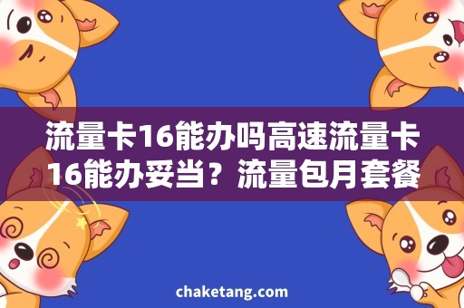 流量卡16能办吗高速流量卡16能办妥当？流量包月套餐怎么选？
