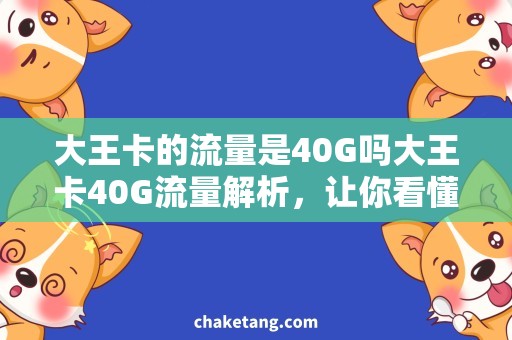 大王卡的流量是40G吗大王卡40G流量解析，让你看懂移动套餐的用法！