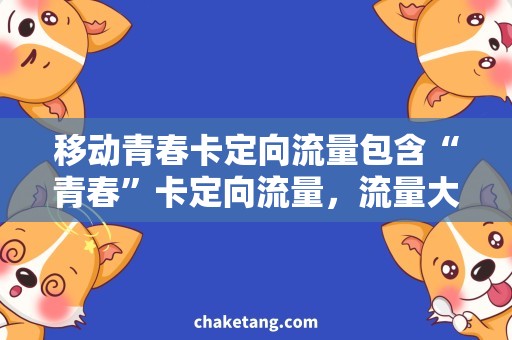 移动青春卡定向流量包含“青春”卡定向流量，流量大放送！
