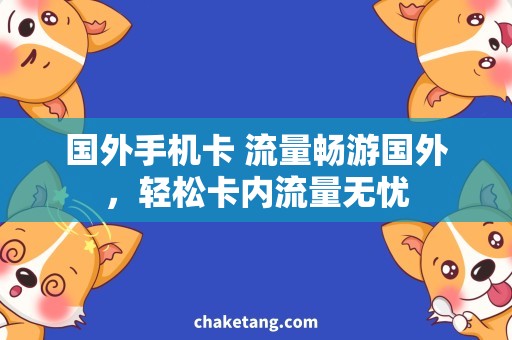 国外手机卡 流量畅游国外，轻松卡内流量无忧
