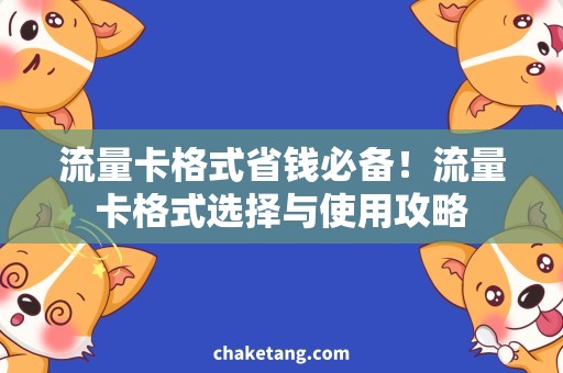 流量卡格式省钱必备！流量卡格式选择与使用攻略