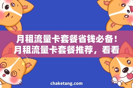 月租流量卡套餐省钱必备！月租流量卡套餐推荐，看看哪个最划算！