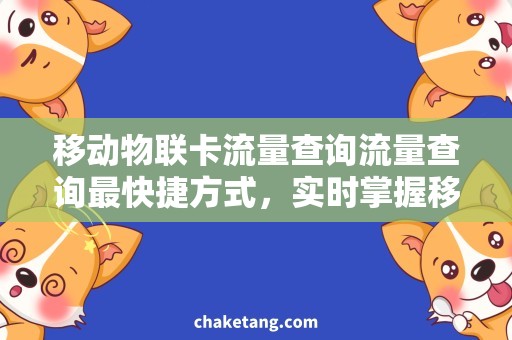 移动物联卡流量查询流量查询最快捷方式，实时掌握移动物联卡数据使用情况