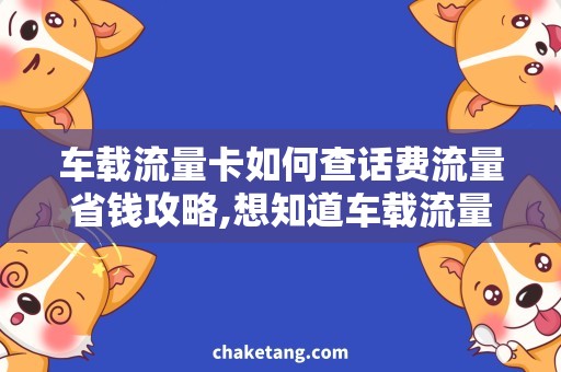车载流量卡如何查话费流量省钱攻略,想知道车载流量卡如何查询话费流量吗？