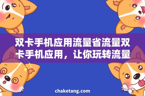 双卡手机应用流量省流量双卡手机应用，让你玩转流量！