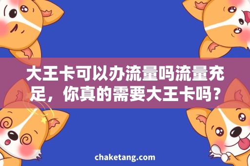 大王卡可以办流量吗流量充足，你真的需要大王卡吗？