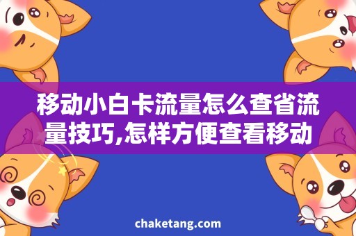 移动小白卡流量怎么查省流量技巧,怎样方便查看移动小白卡的流量使用情况