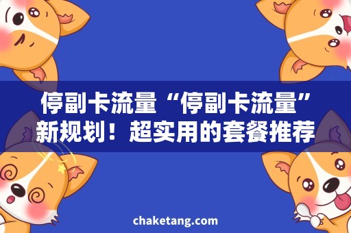 停副卡流量“停副卡流量”新规划！超实用的套餐推荐！