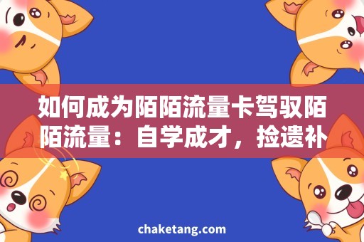 如何成为陌陌流量卡驾驭陌陌流量：自学成才，捡遗补缺指南