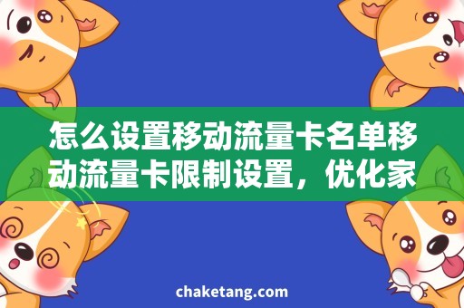 怎么设置移动流量卡名单移动流量卡限制设置，优化家庭成员上网体验