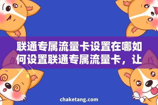 联通专属流量卡设置在哪如何设置联通专属流量卡，让您的流量更经济实惠