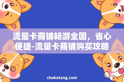 流量卡商铺畅游全国，省心便捷-流量卡商铺购买攻略