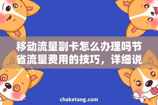 移动流量副卡怎么办理吗节省流量费用的技巧，详细说明移动流量副卡办理方法