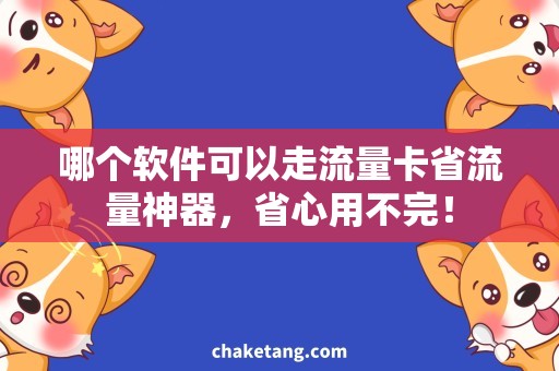 哪个软件可以走流量卡省流量神器，省心用不完！