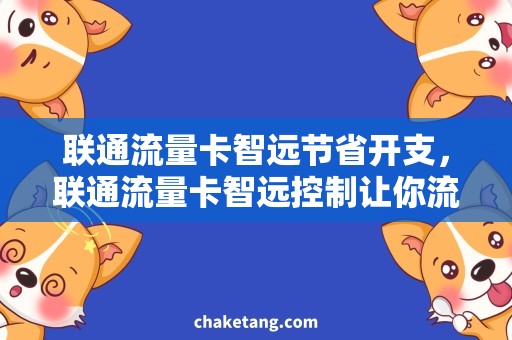 联通流量卡智远节省开支，联通流量卡智远控制让你流量省心