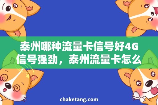 泰州哪种流量卡信号好4G信号强劲，泰州流量卡怎么选？