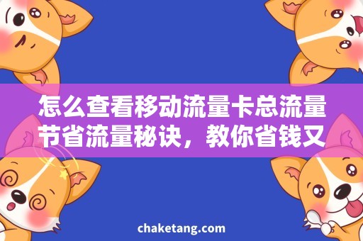 怎么查看移动流量卡总流量节省流量秘诀，教你省钱又不卡！