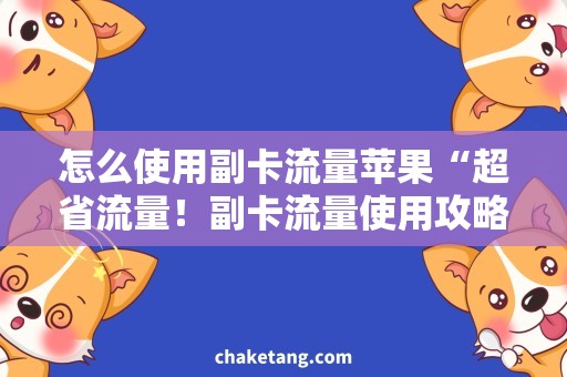 怎么使用副卡流量苹果“超省流量！副卡流量使用攻略大揭秘！”