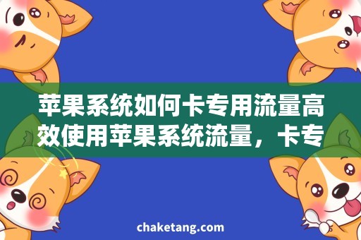 苹果系统如何卡专用流量高效使用苹果系统流量，卡专用流量的技巧与方法